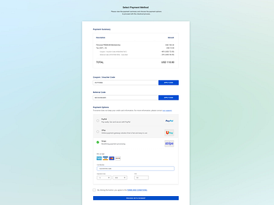 Payment Page amex design discover mastercard payment paypal sign up stripe ui upay ux visa