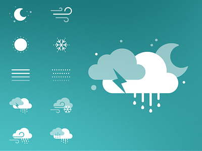Weather icon kit cloud fog icon icons kit moon pictograph rain snow sun weather wind