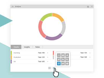 Netvibes analyze App app chart clean dashboard interface legend line menu pie simple ui ux