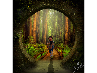 Cave with Kid adobe adobe photoshop adobediting adobephotoshop adobephotoshopcc blending cave compositing design enhancing forest greenary kid mergingphotos nature sharpening trees