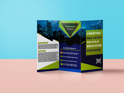 Standing Trifold Brochure Mockup