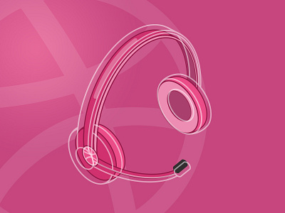 Hello dribbble debut dribbble first shot headphones pink