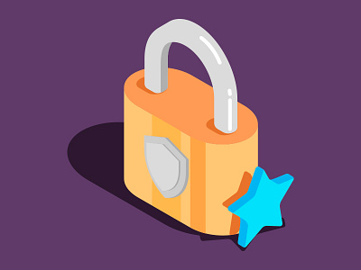 Internet security 2d flat flat design icon illustration illustrator isometric lock purple security ssl star