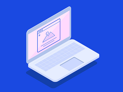 Laptop 3d blue flat illustration illustrator isometric site