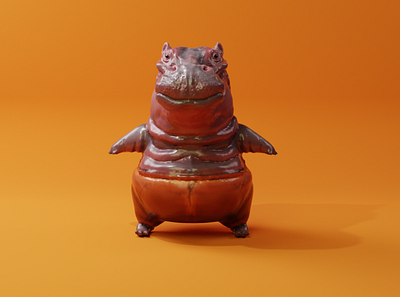 Sumo Hippo 3d illustration blender character design design illustration