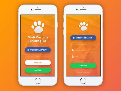 Pet App - Register & Login Screen