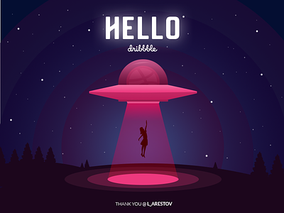 Hello Dribbble! debut first hello invite ufo