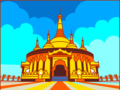 Buddha Dhatu Jadi, Bandarban Golden Temple bangladesh illustration vector