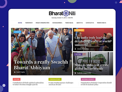 Bhartniti News Website entertainment home landing page new portal news news website one page photo politics slider video