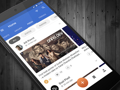 Social News Feed App android app branding design feeds flat food home mobile restaurant ui ux