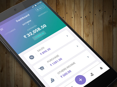 Expense Dashboard android bottom nav cards dashboard expense mobile app ui ux