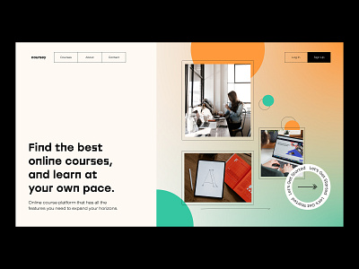 Coursey — Homepage courses e learning education homepage landing landing page landingpage mainpage online site ui visual design visual identity web web design website