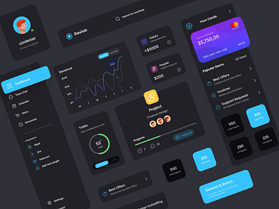 Dashboard UI Elements Dark Theme app dark app dark mode dark theme dark ui dashboad interface mininamal ui ui design