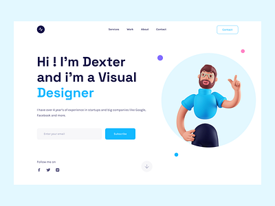 Portfolio Landing Page - Hero Header 3d clean header hero landing design landing page minimal ui uiux