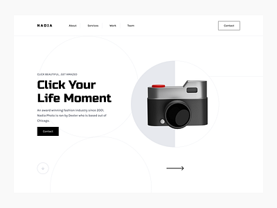 Photography Landing Page - Hero header 3d clean header hero landing design landing page minimal ui uiux