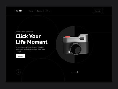 Photography Landing Page - Hero header ( DARK THEME)