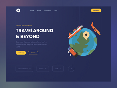 AROUND - Travel Hero Header clean header hero hero section minimal travel app ui design web web design