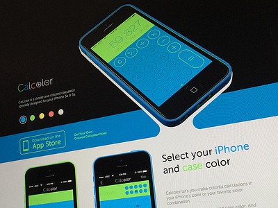 Calcolor - Colorful calculator for iPhone 5 5c 5s app calculator color flat ios ios7 iphone landing website