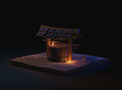 My First Blender Project blender diorama night well