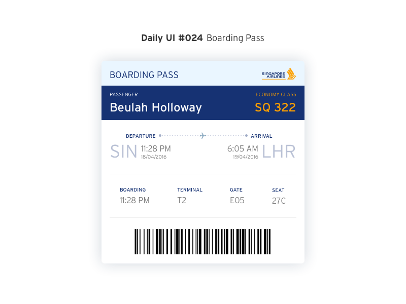 Daily Ui #024 Boarding Pass pass boarding dailyui