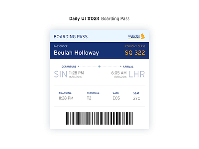 Daily Ui #024 Boarding Pass boarding dailyui pass