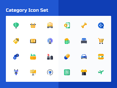 Category Icons basket beauty book bus fashion icons lamp mobile motor bike phone plane travel