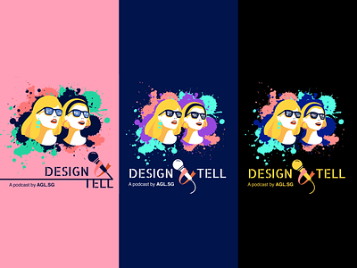 Podcast cover artwork - Design & Tell agl agl.sg branding cover designtell girl illustration logo podcast singapore vector