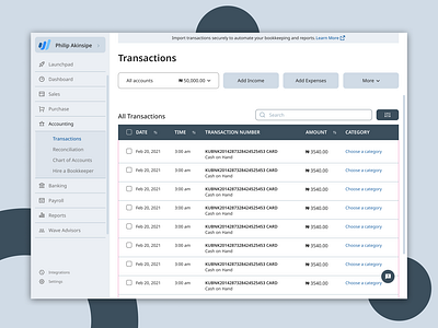 Redesign of Waveapp Transaction Dashboard