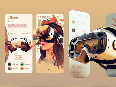 Village VR Headset Mobile App Design UI - Concept 3d concept design design ui village vr vr headset