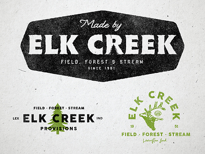 Elk Creek Provisions -- Brand Marks american made brand branding creek elk elk creek field forest identity indiana lexington logo logo design logos logotype made by provisions stream sub marks