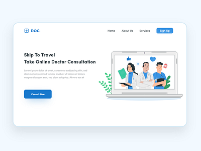 Online Doctor Consultation Web UI design flat header design landing page landingpage ui web webpage