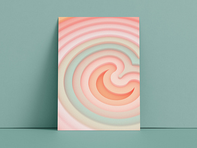 Moon poster 3d cinema4d design distortion geometric graphic design illustration minimal moon noise peach physical render pink poster render shapes smooth tiffany vibrant