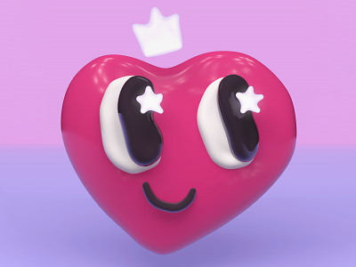 Dreamy Heart 3d cartoon character character design cinema4d clay cute design eyes graphic design heart illustration lowpoly physical render pink poster render