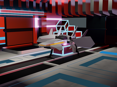 Spaceship Interior 3d design low poly