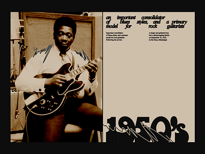 Pages of a music magazine about B.B. King blues books branding design graphic design guitar illustration layout magazine typography