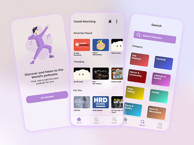 Podcast Mobile App design graphic design mobileapp mobileappdesign podcast podcastmobileapp ui uiux uiuxdesign