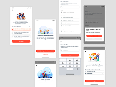 Food ordering Mobile app food app food deliver food delivery app food info screens food modals food ordering food ordering app illsutrations ios patterns mobile app mobile design modals popups restaurant delivery app ui