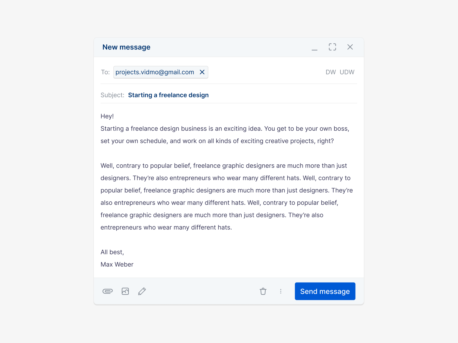 Message email modal by Magda Sadowska on Dribbble