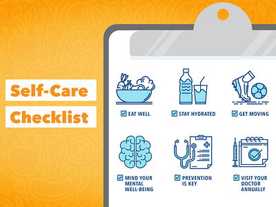 Self Care Checklist colorful cute design healthcare healthy healthy lifestyle icon icons illustration medical self care typography vector