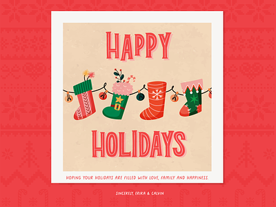 Season Greetings - Holiday 2021 Card christmas christmas tree colorful custom design drawn greeting card holiday illustration illustrator lettering stocking sweater ugly sweater