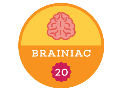 Brainiac Badge badge brains client colorful funny icon illustration typography vector wip