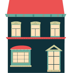 Architecture Illustration (house #2) Updated! 2d architecture cute flat illustration illustrator illy michigan process progress retro romeo series shapes simple style two toned vector vintage