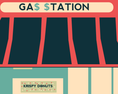 Gas Station (Present) 2d architecture cute detail erika mackley erika noel mackley flat illustration illustrator illy michigan not final process progress retro romeo series shapes simple style two toned vector vintage