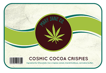Cosmic Cocoa Crispies baked business cancer cannbis client concept cookie desert dispensary dope food green logo marijuana mary jane medicinal package packaging pot progress series sticker weed