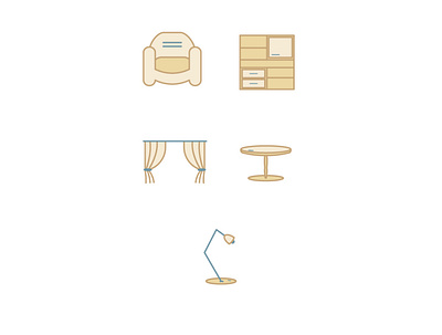 furniture icons color app design flat icon illustration vector web