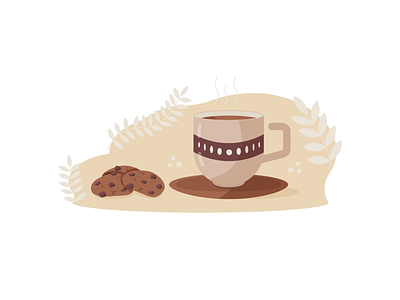 Delicious cookies with coffee for breakfast branding breakfast cartoon coffee cookie cookies design flat illustration vector web