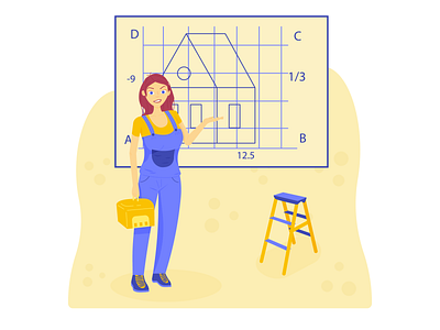 Girl builder branding builder design flat girl illustration vector