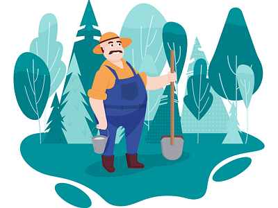 farmer in the forest character design farm farmer illustration vector