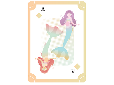 Mermaid card card cartoon design flat illustration mermaid vector