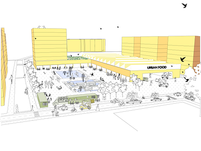 Urban Foods SQUARE 1.1 architecture branding design dynamic illustration lineart vibe